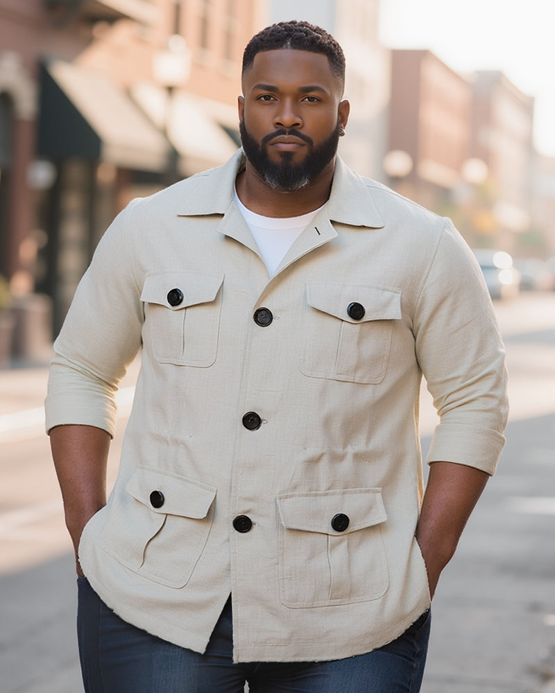 Big & Tall Solid Color Patchwork Men's Clothing for big men view 1