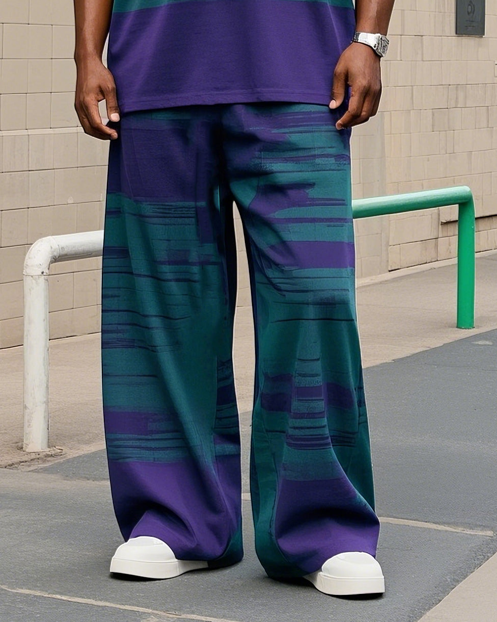Big & Tall Colorblock Striped Graphic Vest Pants Set for big men view 3