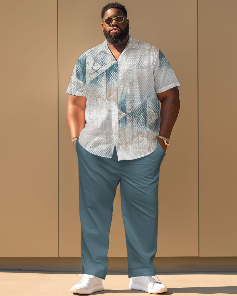 Big & Tall Geometric Striped Graphic Jeans for big men view 1