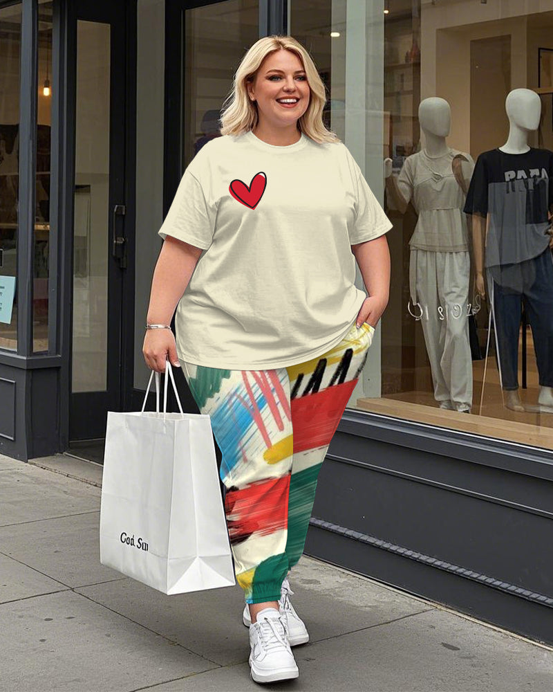 Big & Tall Graphic Graffiti T-Shirt Pants Set for big men view 1