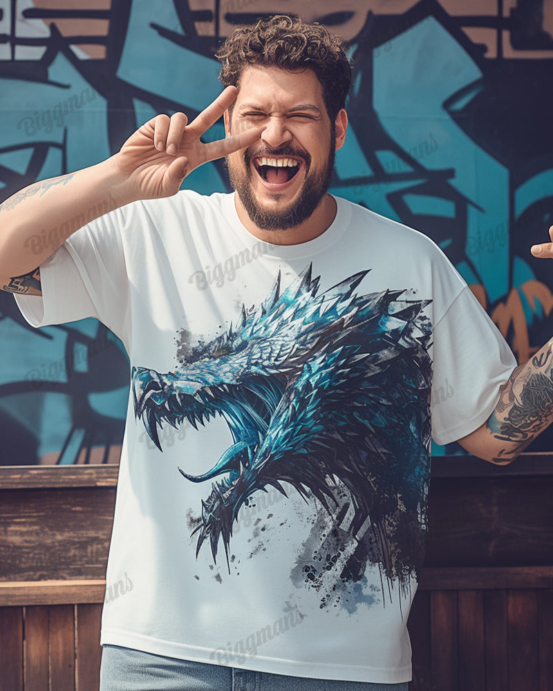 Big & Tall Solid Color Streetwear T-Shirt Shorts Set for big men