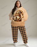Big & Tall Plaid Graphic Hoodie Sweatpants Set for big men view 1