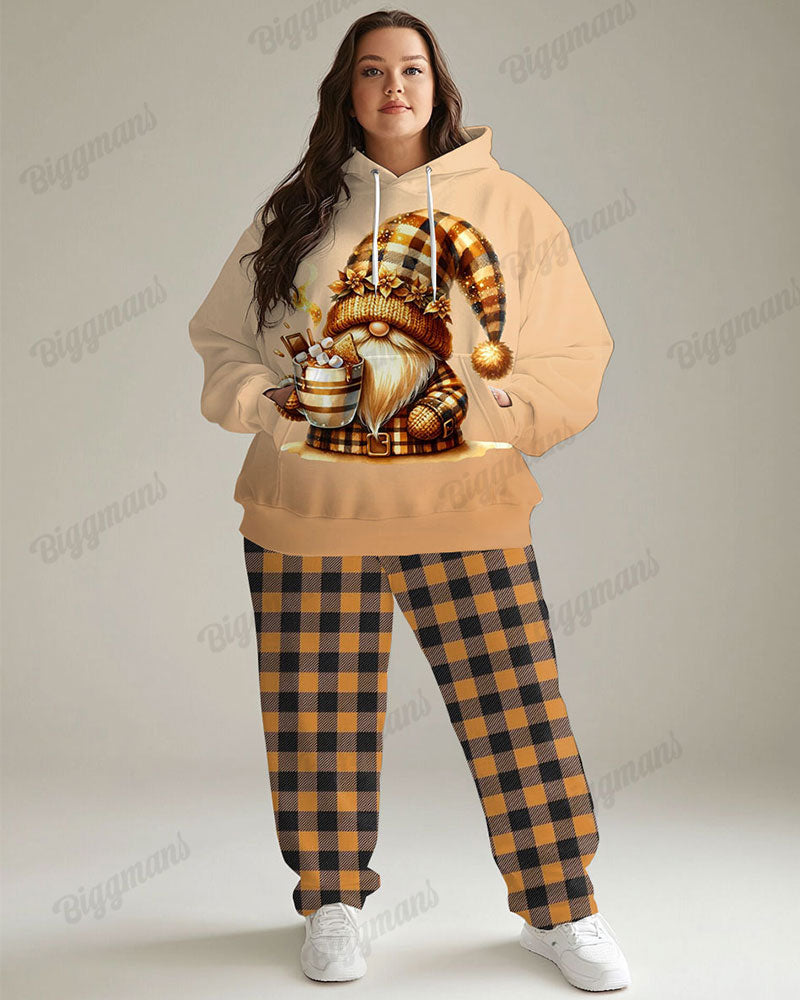 Big & Tall Plaid Graphic Hoodie Sweatpants Set for big men view 1