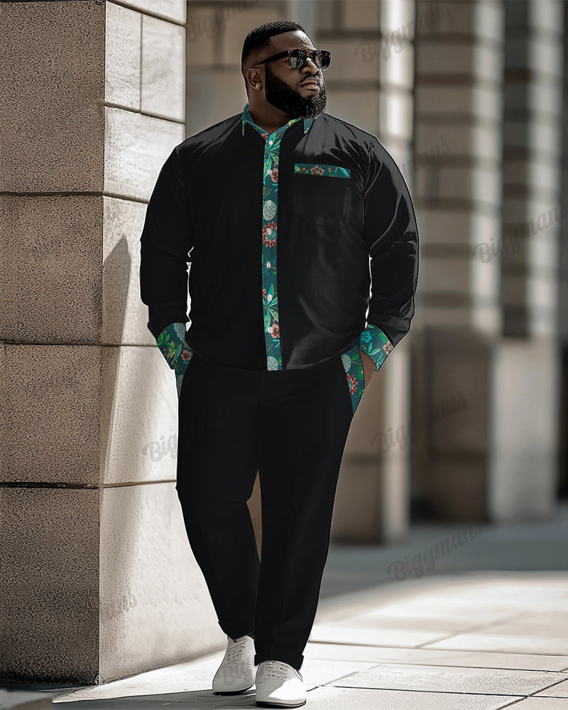 Big & Tall Floral Patchwork Two-piece Set for big men view 1