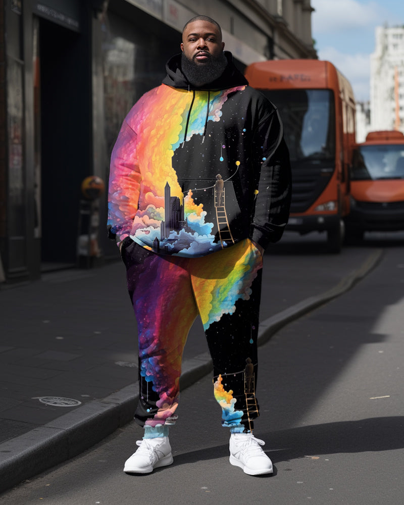 Big & Tall Graffiti Hoodie Sweatpants Set for big men view 1