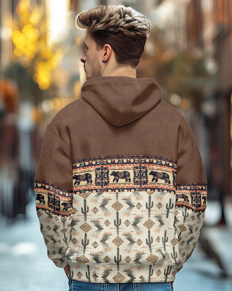 Big & Tall Western Geometric Graphic Hoodie for big men view 2