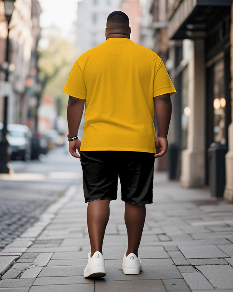 Big & Tall Yellow Graphic T-Shirt Shorts Set for big men view 4