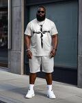 Big & Tall Streetwear T-Shirt Shorts Set for big men view 1