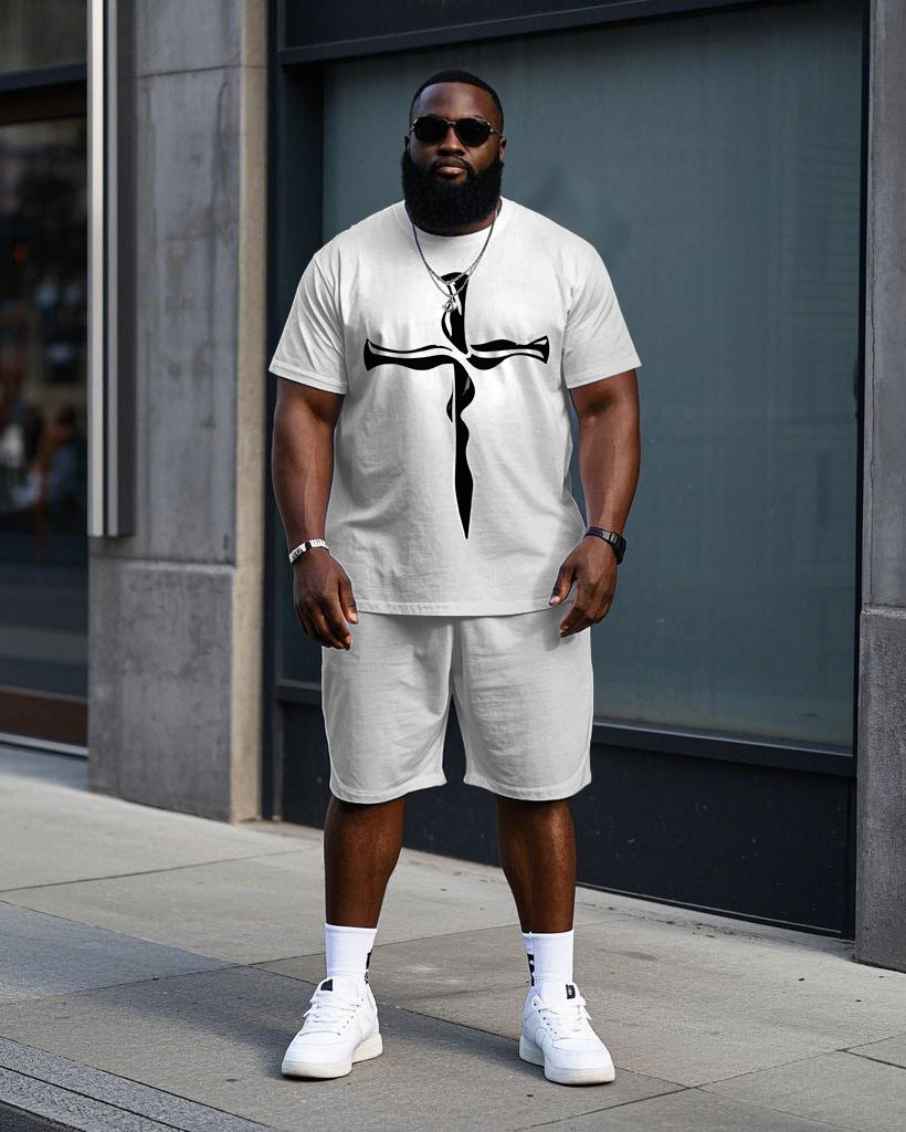 Big & Tall Streetwear T-Shirt Shorts Set for big men view 1