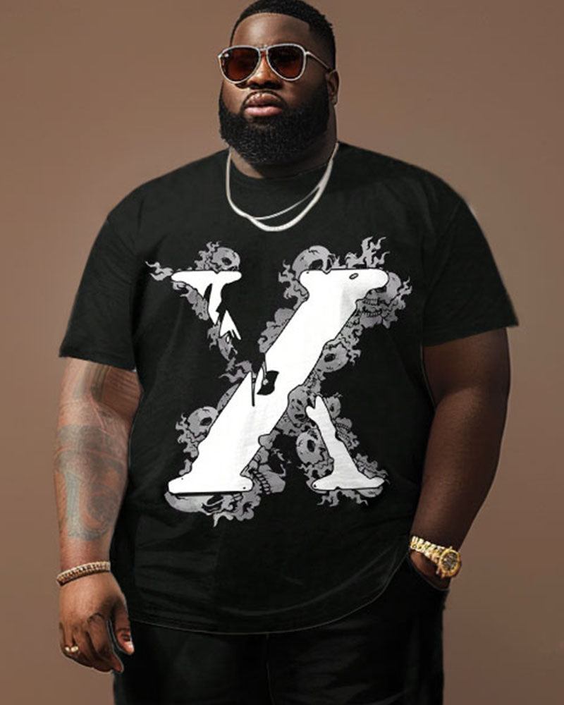 Big & Tall Graphic Streetwear T-Shirt Shorts Set for big men view 3