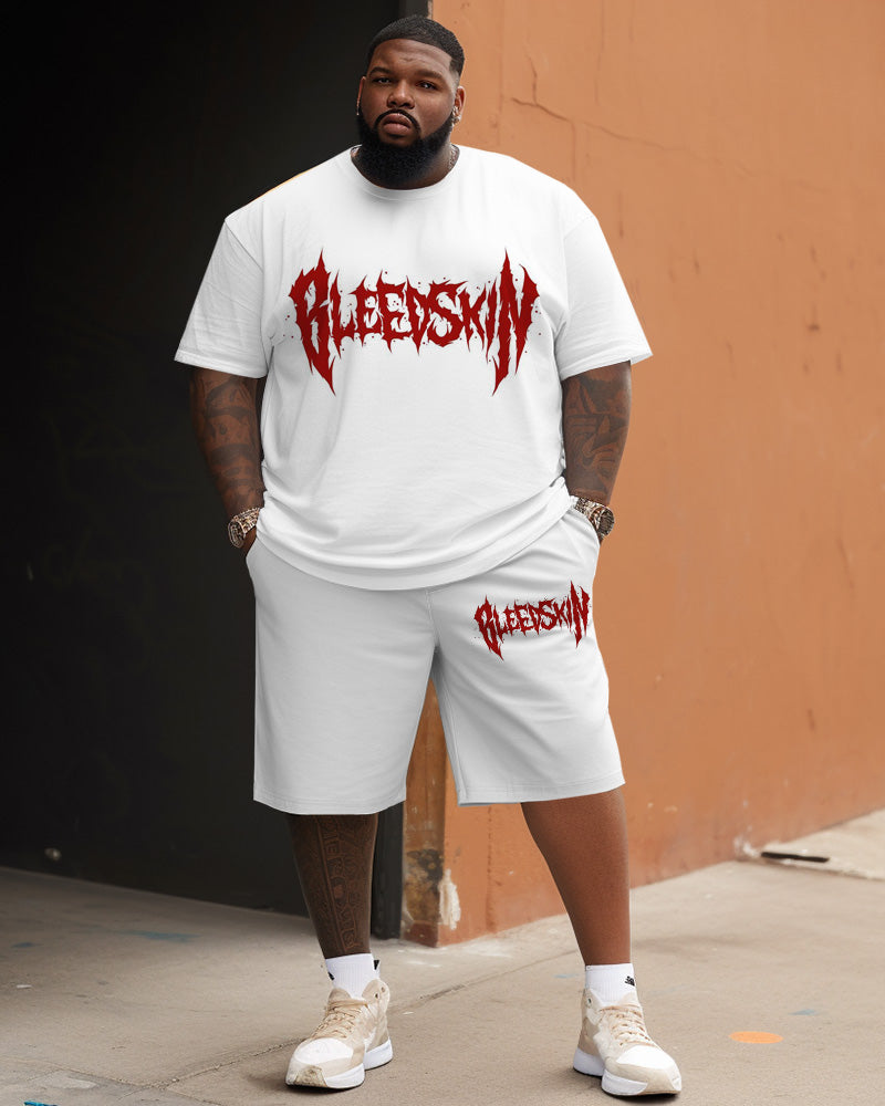 Big & Tall Graphic Graffiti Streetwear Two-piece Set for big men view 1