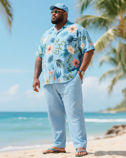 Big & Tall Floral T-Shirt Pants Set for big men view 1