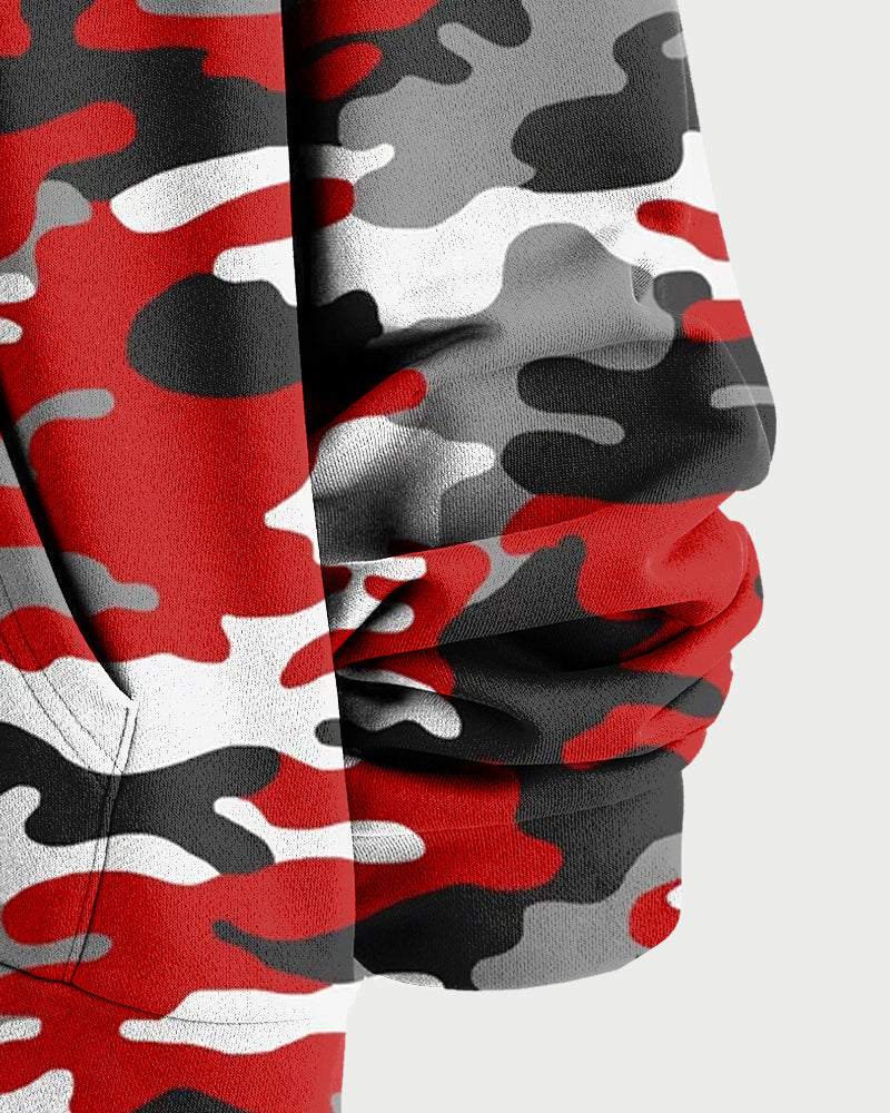 Big & Tall Graphic Camouflage Hoodie Sweatpants Set for big men view 7