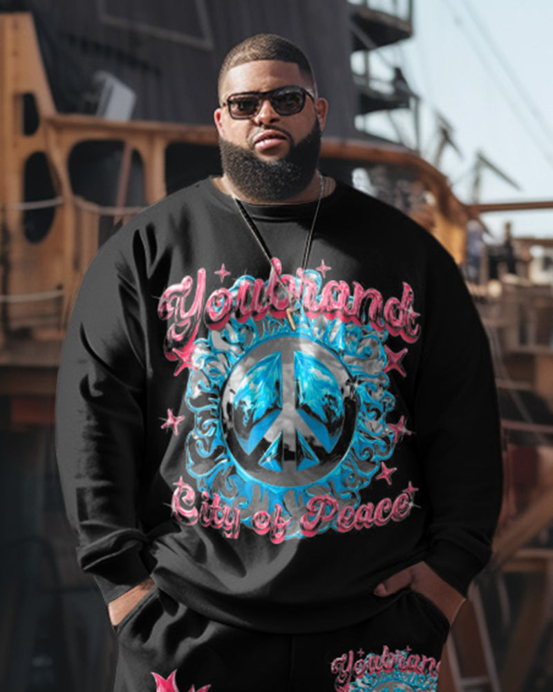 Big & Tall Graphic Athletic Streetwear Two-piece Set for big men view 2