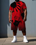 Big & Tall Tropical Graphic T-Shirt Shorts Set for big men view 1