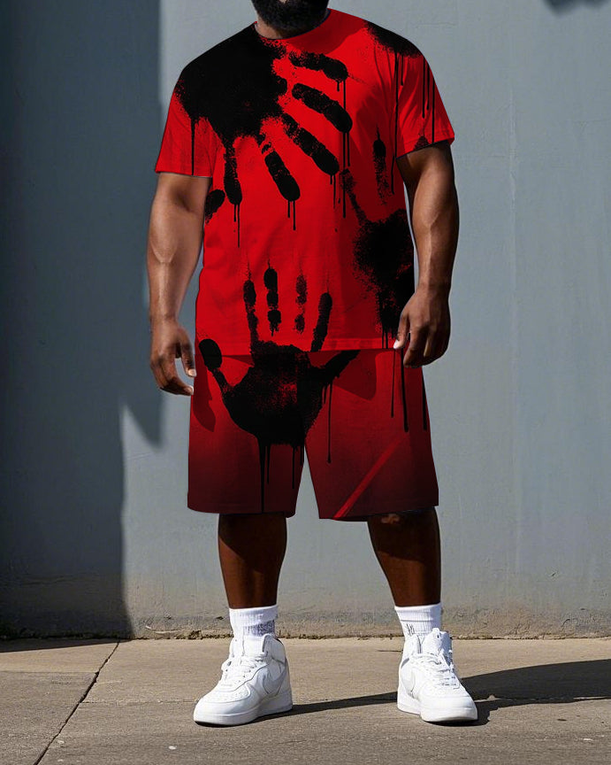 Big & Tall Tropical Graphic T-Shirt Shorts Set for big men view 1