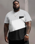 Big & Tall Black White Colorblock T-Shirt for big men