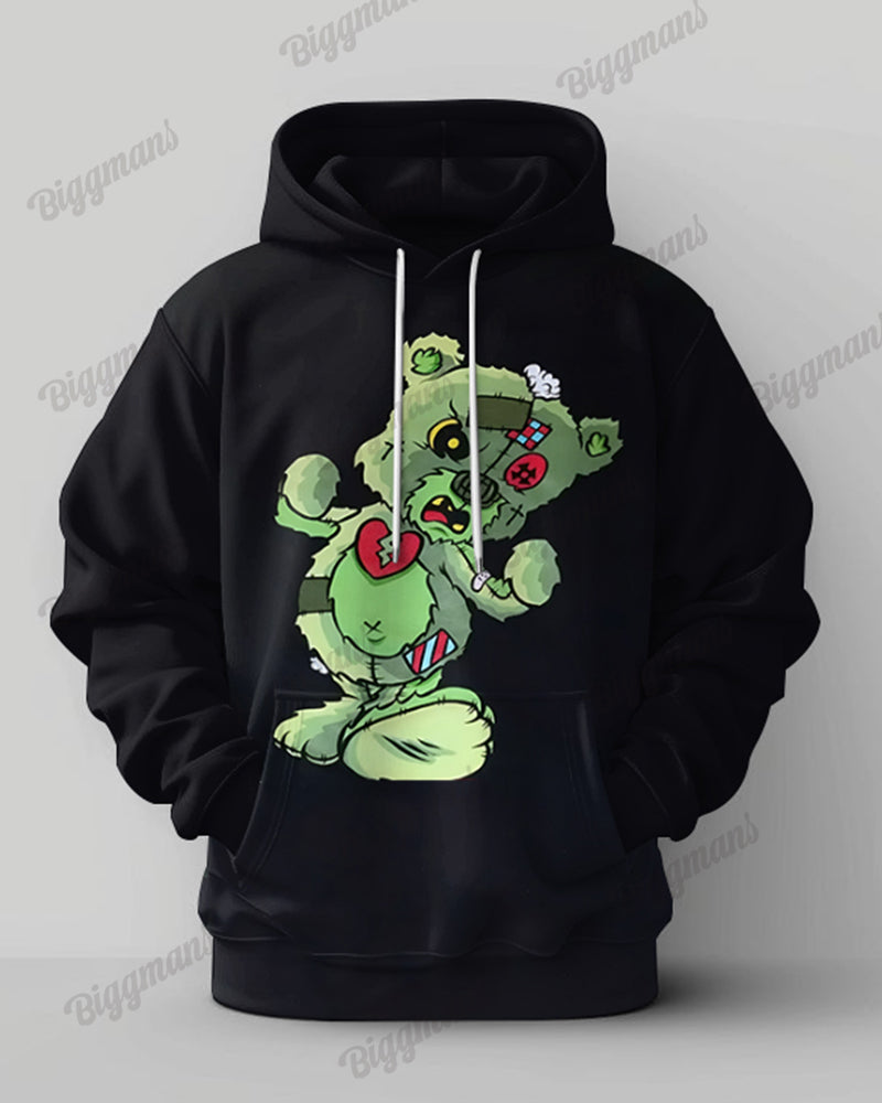 Big & Tall Black Streetwear Hoodie Sweatpants Set for big men view 2