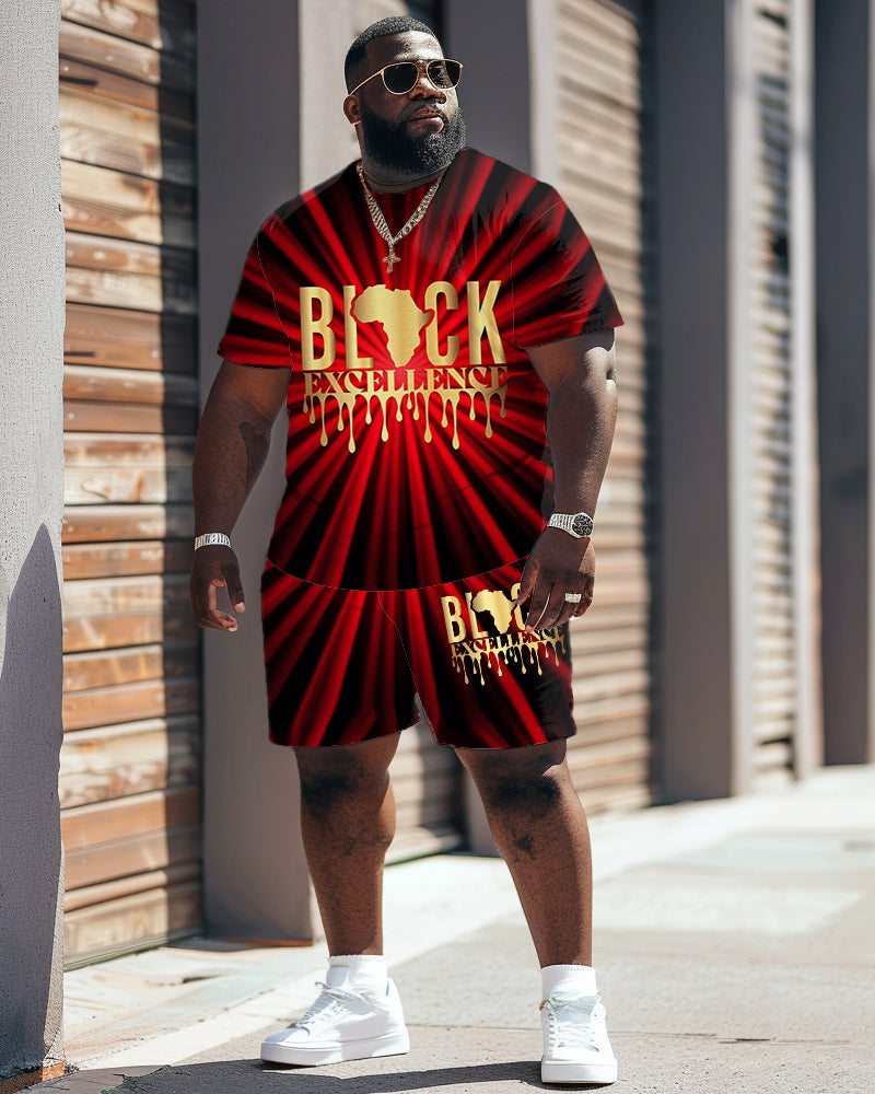 Big & Tall Black Juneteenth T-Shirt Shorts Set for big men view 8