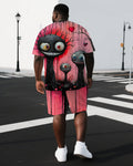 Big & Tall Graphic Streetwear T-Shirt Shorts Set for big men view 1