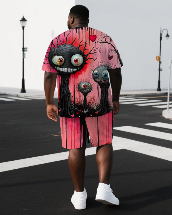 Big & Tall Graphic Streetwear T-Shirt Shorts Set for big men view 1