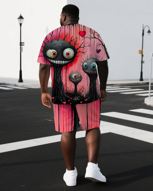 Big & Tall Graphic Streetwear T-Shirt Shorts Set for big men view 1