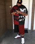 Big & Tall Smiley Streetwear Two-piece Set for big men