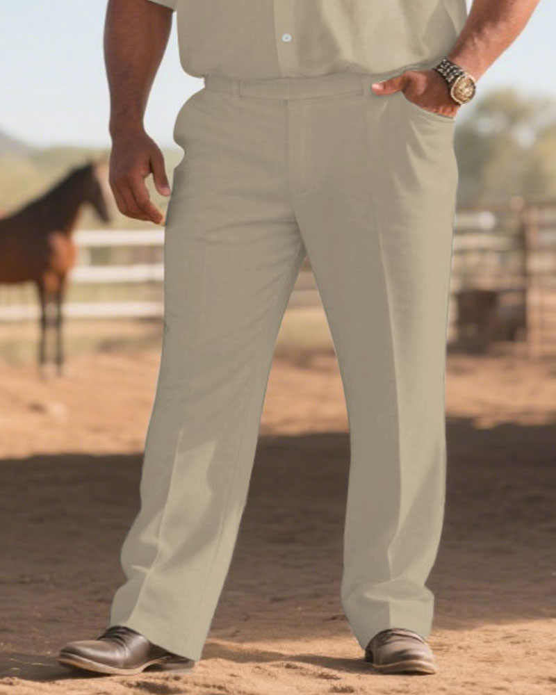 Big & Tall Khaki Western Denim T-Shirt Pants Set for big men view 3