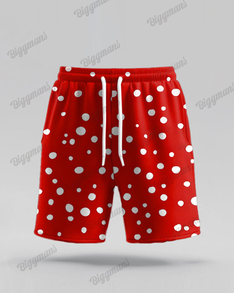 Big & Tall Red Graphic T-Shirt Shorts Set for big men view 5