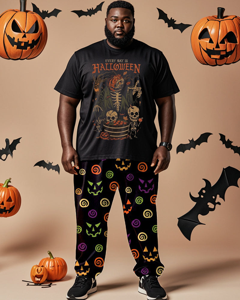 Big & Tall Skull T-Shirt Pants Set for big men view 1
