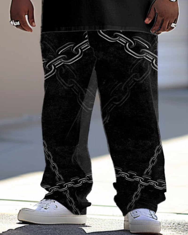 Big & Tall Graphic Streetwear T-Shirt Pants Set for big men view 3