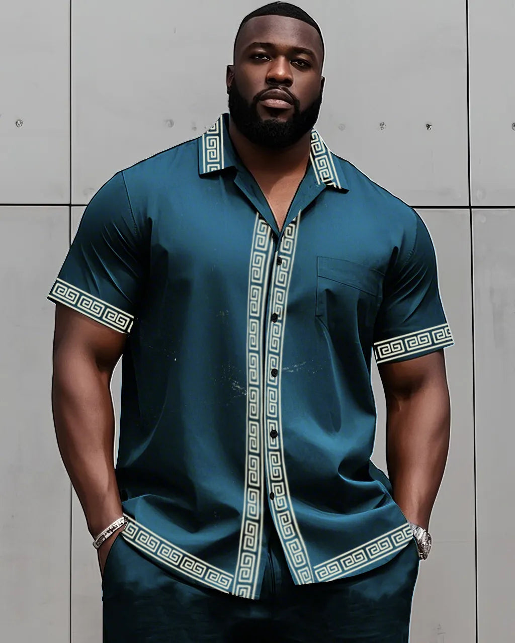 Big & Tall Colorblock T-Shirt Shorts Set for big men view 18