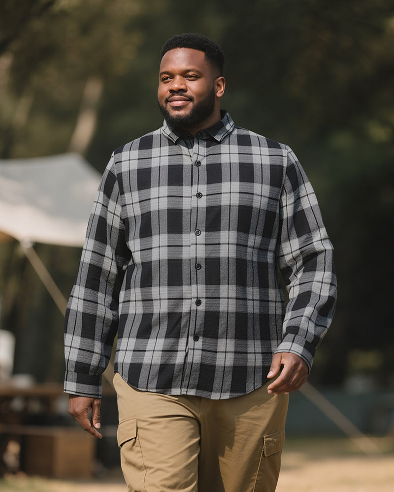 Big & Tall Black Plaid Jeans for big men view 8