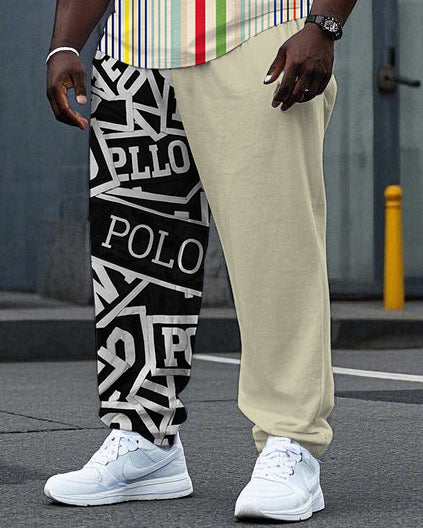 Big & Tall Colorblock Striped T-Shirt Pants Set for big men view 3