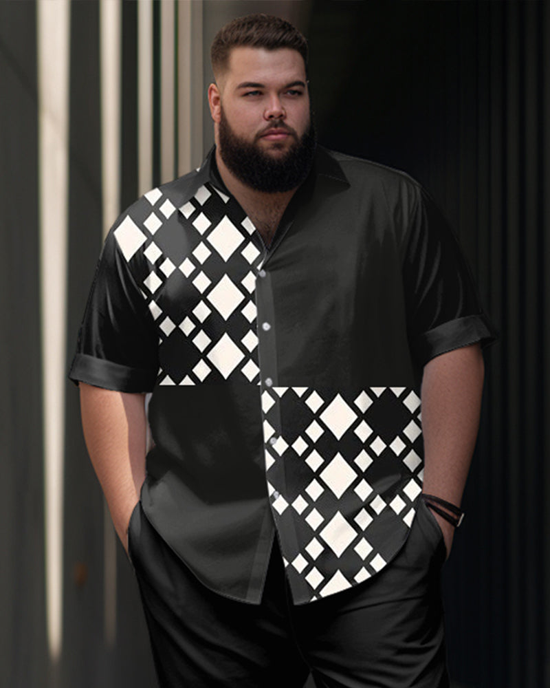 Big & Tall Geometric Graphic Patchwork Jeans for big men view 2