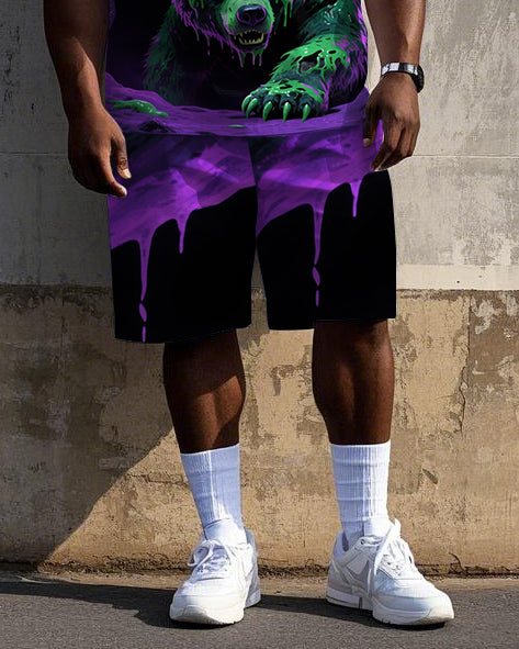 Big & Tall Streetwear T-Shirt Shorts Set for big men view 3