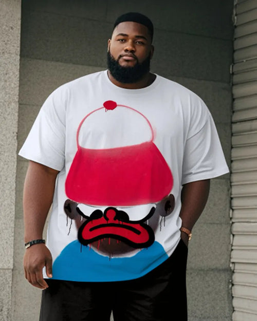 Big & Tall Graphic Graffiti T-Shirt Shorts Set for big men view 2