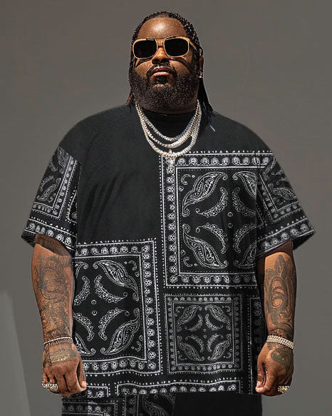 Big & Tall Graphic T-Shirt Shorts Set for big men view 3