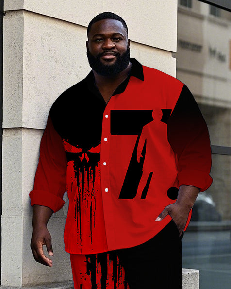 Big & Tall Streetwear Skull T-Shirt Pants Set for big men view 2