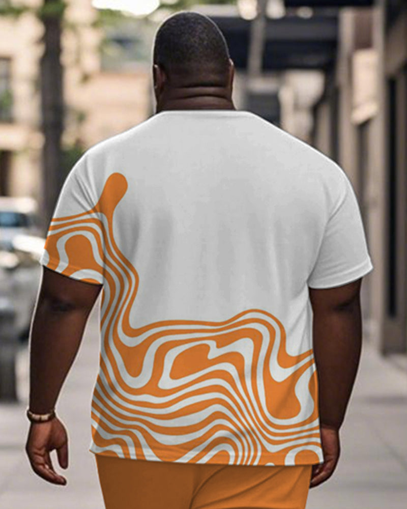 Big & Tall Orange Geometric Graphic T-Shirt for big men view 2