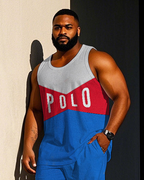 Big & Tall Colorblock Graphic Vest Pants Set for big men view 2
