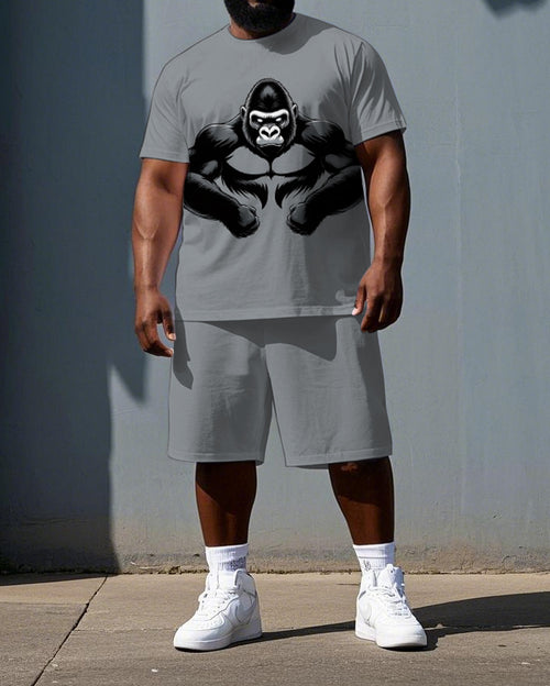 Big & Tall Streetwear T-Shirt Shorts Set for big men view 1