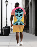 Big & Tall Gradient Skull T-Shirt Shorts Set for big men view 1