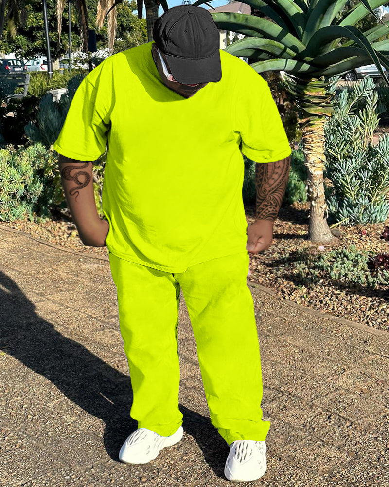 Big & Tall Solid Color Two-piece Set for big men view 9