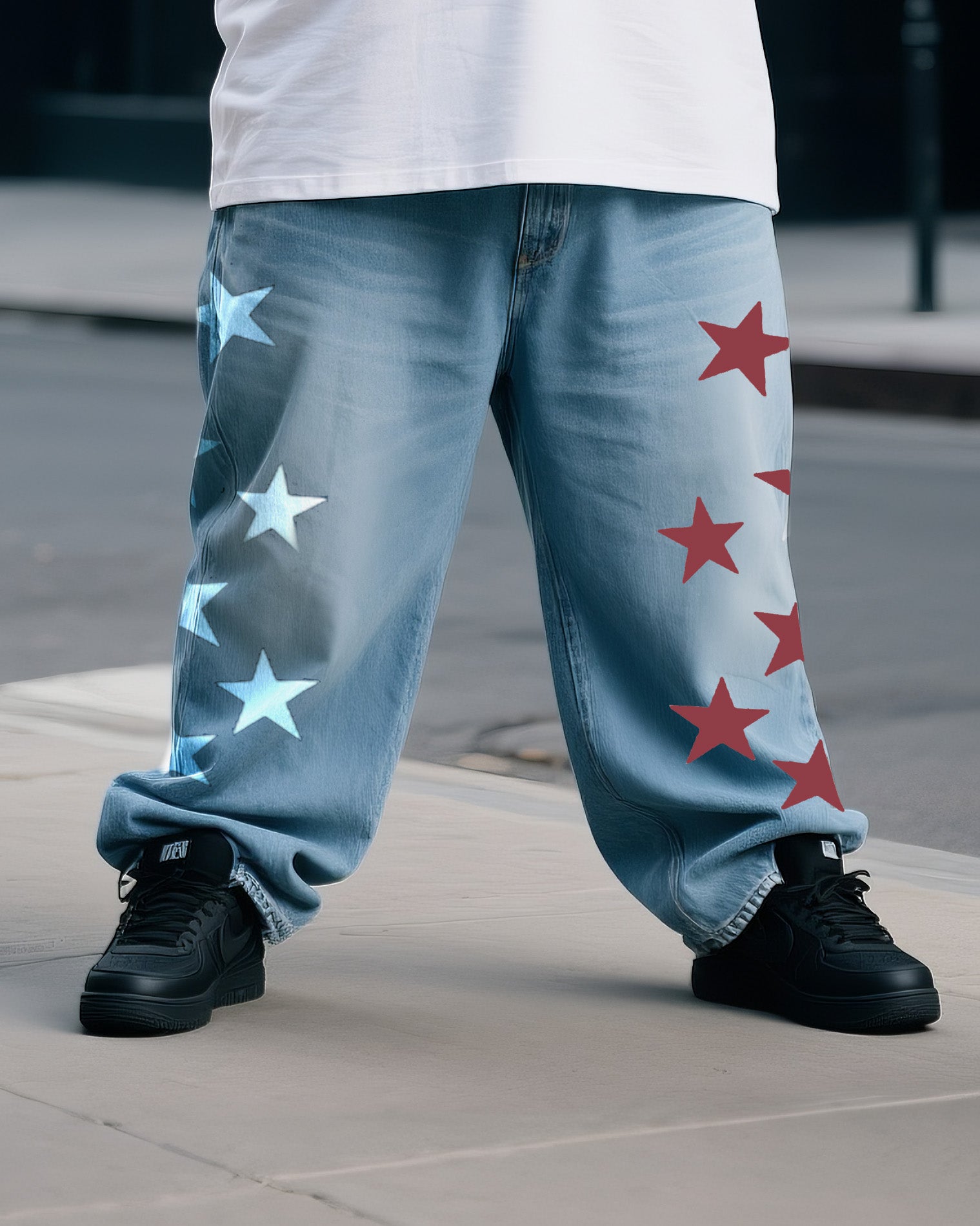 Big & Tall Denim T-Shirt Pants Set for big men view 3