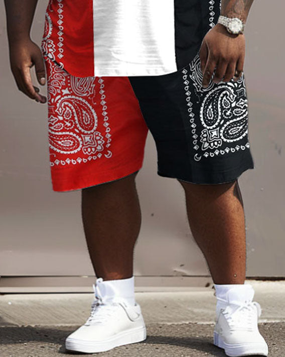 Big & Tall Colorblock Graphic T-Shirt Shorts Set for big men view 3
