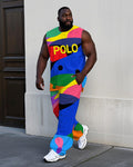 Big & Tall Geometric Graphic Vest Pants Set for big men view 1