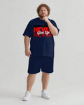 Big & Tall Graphic Streetwear T-Shirt Shorts Set for big men view 1