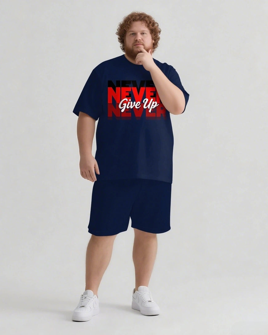 Big & Tall Graphic Streetwear T-Shirt Shorts Set for big men view 1