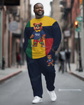 Big & Tall Colorblock Striped T-Shirt Pants Set for big men view 1